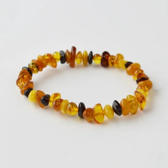 Amber bracelet chips natural beads multicolor