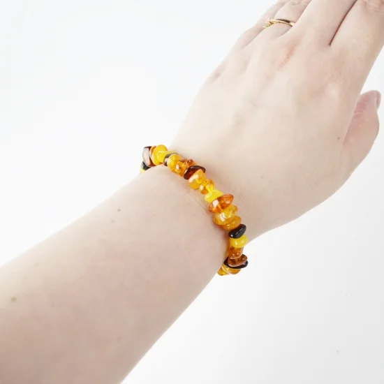 Amber bracelet chips natural beads multicolor