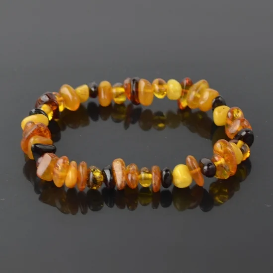 Amber bracelet chips natural beads multicolor