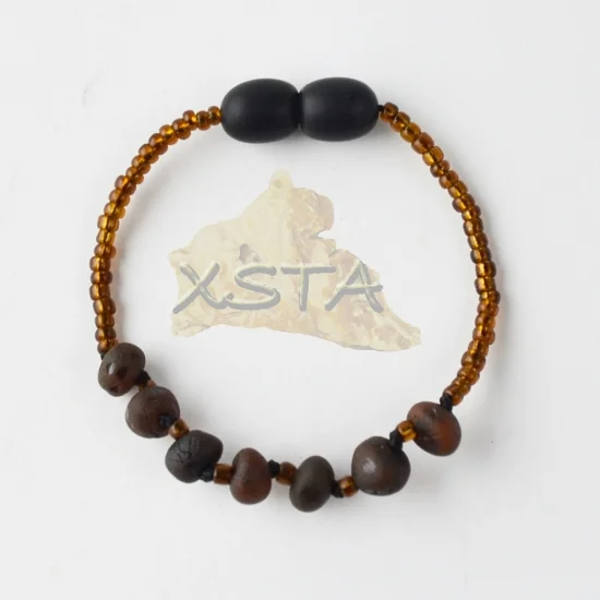 Amber teething bracelet baroque cherry raw