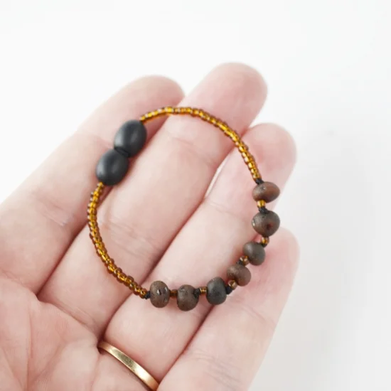 Amber teething bracelet baroque cherry raw