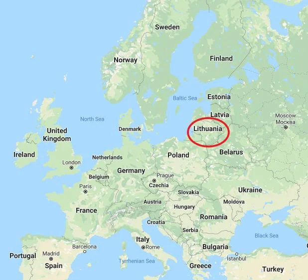 Lithuania on map