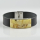 Black natural Leather Amber bracelet for men Black natural Leather Amber bracelet for men