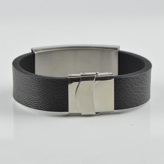 Genuine Amber bracelet with black leather Genuine Amber bracelet with black leather