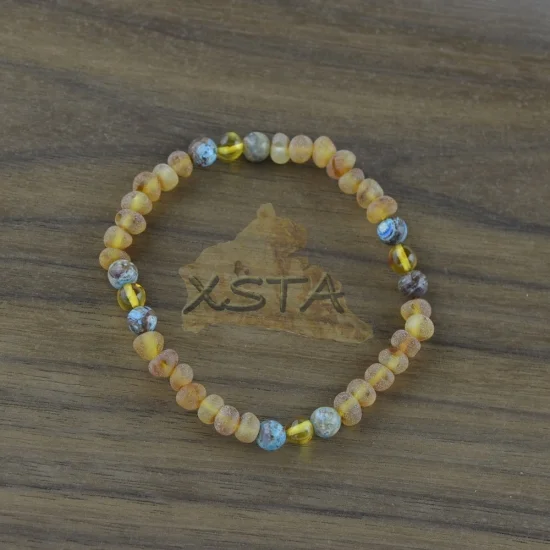 Baltic amber bracelet with jasper