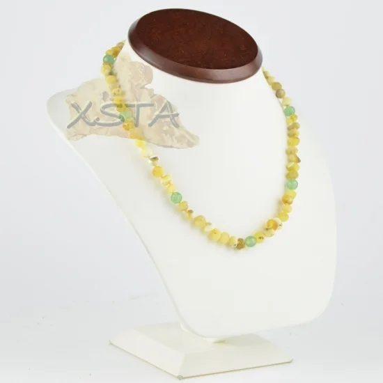 Amber necklace with gemstones for women