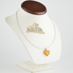 Cognac heart pendant on wire