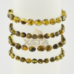 Amber bracelet green color olive beads