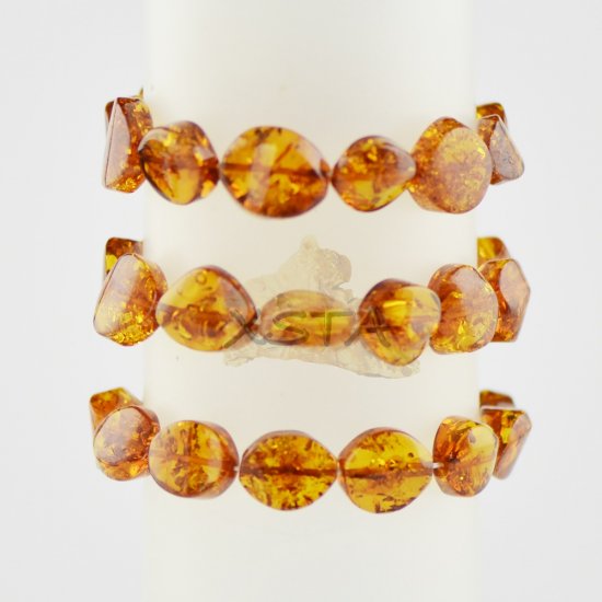 Amber bracelet with cognac color beads