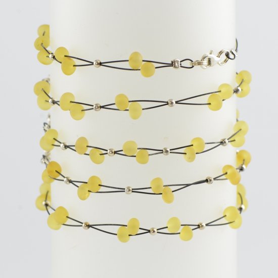 Amber raw bracelet with wire