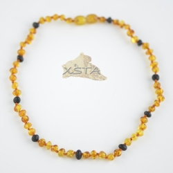 Cognac baroque beads necklace with raw cherry beads