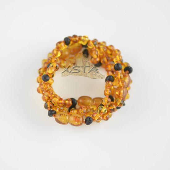 Cognac baroque bead bracelet with raw cherry beads