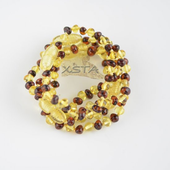 Cherry and lemon beads bracelet with knots and clasp