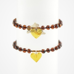 Light cherry baroque bead bracelet with cognac heart Light cherry baroque bead bracelet with cognac heart