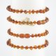 Medium cognac baroque beads bracelet with knots and clasp