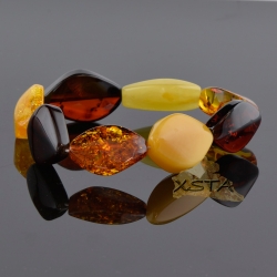 Multicolor polished amber bracelet