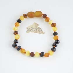 Raw cognac and white bead necklace with polished cherry Raw cognac and white bead necklace with polished cherry