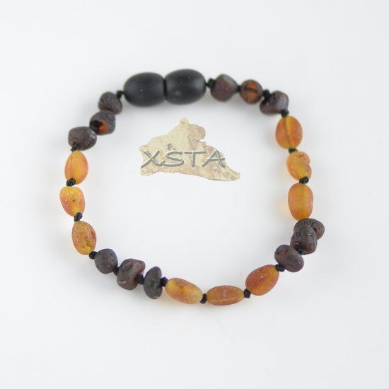 Raw dark cherry and cognac olive bead bracelet