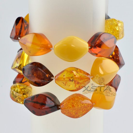 Multicolor polished amber bracelet