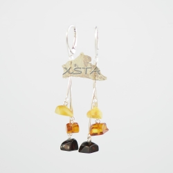 Amber Irregular shape cognac white and cherry earrings