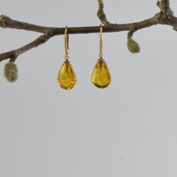 Amber earrings silver gold metal beads