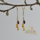 Amber earrings silver-gold metal style