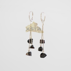Dark cherry irregular shape amber earrings