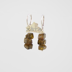 Irregular green amber earrings