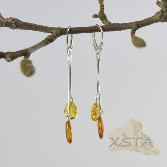 Natural amber long earrings Natural amber long earrings