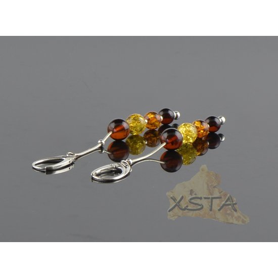Multicolor beads amber earrings