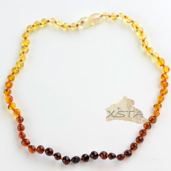 Amber baroque beads rainbow color baby necklace