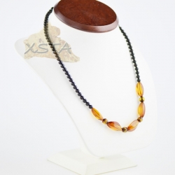 Amber natural necklace cognac color