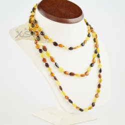 Amber necklace polished olive mix 130 cm