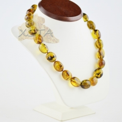 Amber necklaces polished olive green
