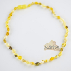 Baltic amber olive shape white bead necklace