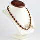 Calibrated flat olive and round beads necklace