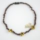 Cherry amber necklace with flowers