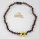 Cherry baroque beads necklace with white flower