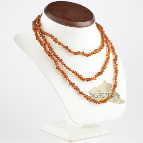 Cognac baroque beads long necklace