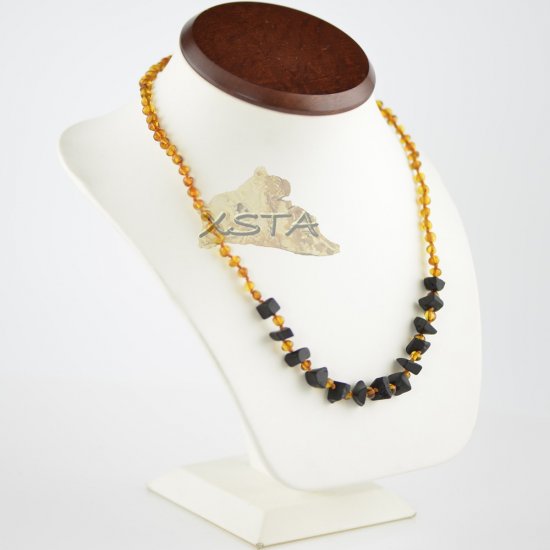 Cognac baroque beads necklace with raw irregular