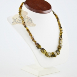Green Baltic amber beads necklace
