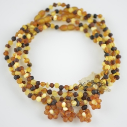 Raw multicolored amber necklace with flower Raw multicolored amber necklace with flower