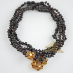 Raw cherry necklaces with flower beads Raw cherry necklaces with flower beads