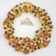 Raw multicolored necklace with  raw cognac flowers