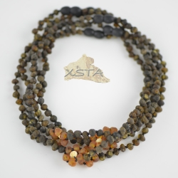 Raw green amber necklace with flower Raw green amber necklace with flower