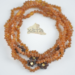 Rough raw cognac necklace with cherry flower Rough raw cognac necklace with cherry flower