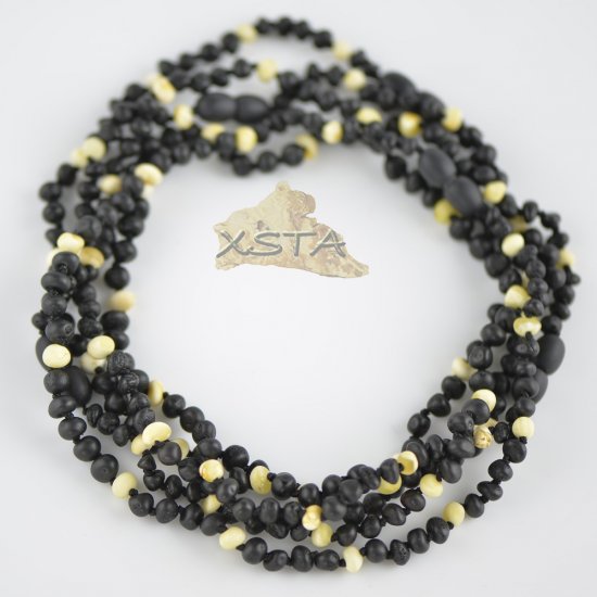 Raw dark cherry baroque with white beads necklace