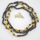 Raw baroque with olive beads neckalce