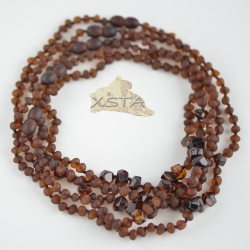 Raw dark cognac with five irregular beads necklace Raw dark cognac with five irregular beads necklace