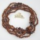 Raw dark cognac with five irregular beads necklace
